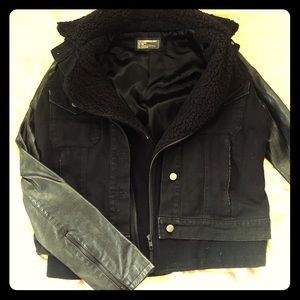 CURRENT ELLIOTT jean leather jacket wool lining